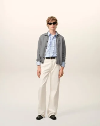 Ami de Coeur Cardigan à col chemise en laine grise