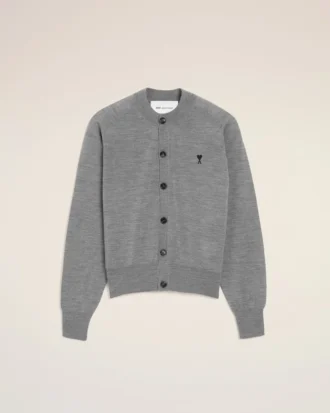Ami de Coeur Cardigan à col rond en laine grise