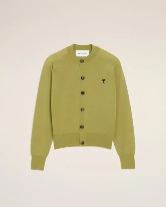 Ami de Coeur Cardigan à col rond en laine verte