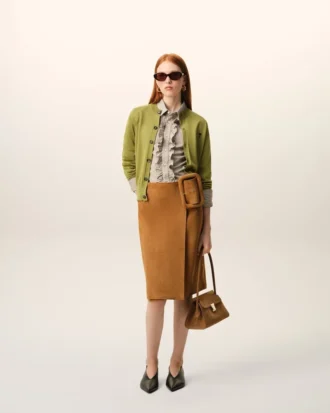 Ami de Coeur Cardigan à col rond en laine verte