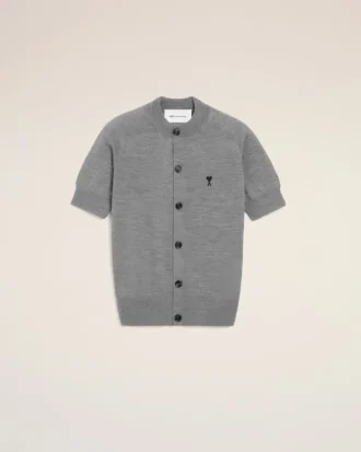 Ami de Coeur Cardigan à manches courtes en laine grise