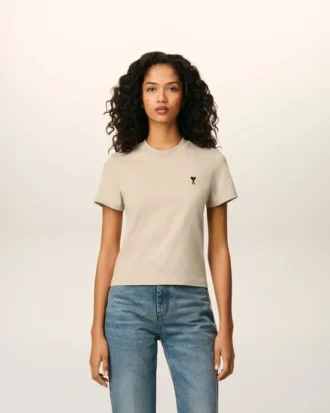 Ami de Coeur Cropped T-Shirt en coton beige