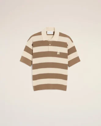 Ami de Coeur Polo en coton blanc et marron
