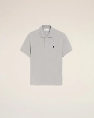 Ami de Coeur Polo en coton gris contrasté