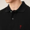 Ami de Coeur Polo en coton noir et rouge