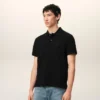 Ami de Coeur Polo en coton noir et rouge