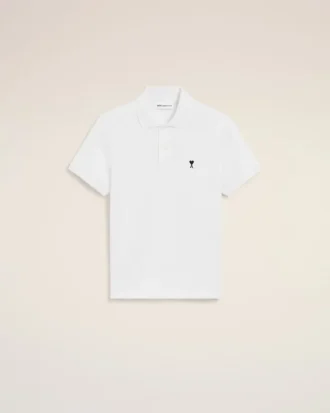 Ami de Coeur Polo à manches courtes en coton blanc