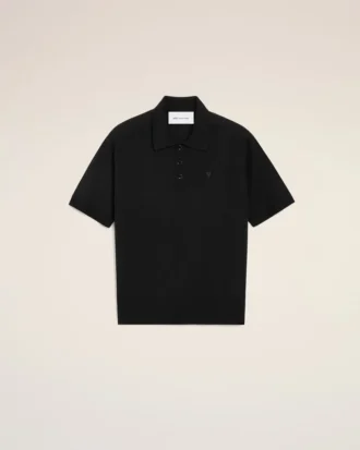 Ami de Coeur Polo à manches courtes en laine noire