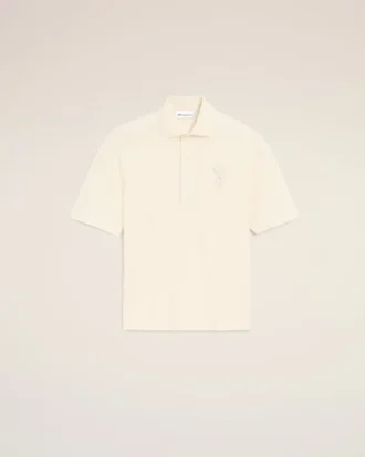 Ami de Coeur Polo à patch tricoté en coton blanc
