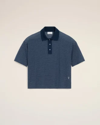 Ami de Coeur Polo à rayures en coton bleu