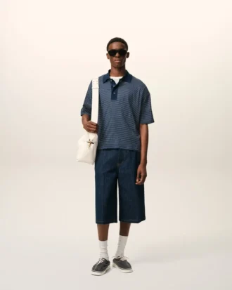 Ami de Coeur Polo à rayures en coton bleu