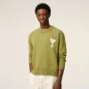 Ami de Coeur Sweater à col rond en laine et coton vert