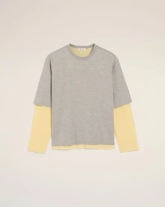 Ami de Coeur T-Shirt en coton gris à effet double manche