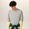 Ami de Coeur T-Shirt en coton gris à effet double manche