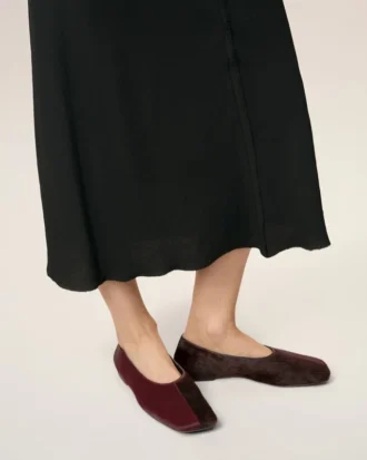 Ballerines bicolores en cuir bordeaux