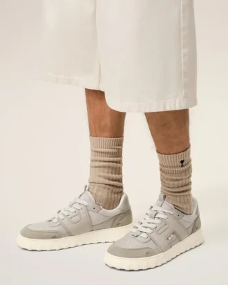 Baskets A Walk en cuir de vachette gris