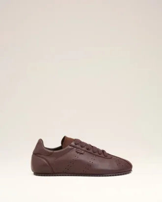 Baskets basses en cuir lisse bordeaux