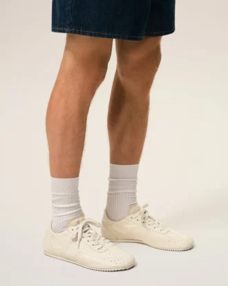 Baskets souples en cuir de vache blanc