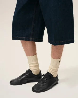 Baskets souples en cuir de vache noir