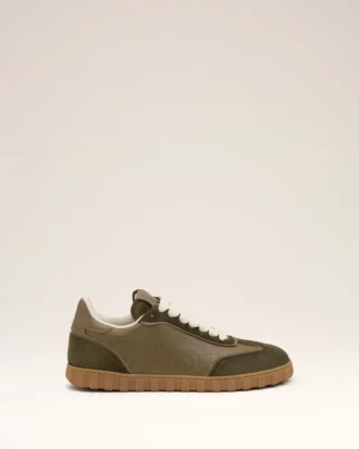 Baskets Step en cuir de vachette vert