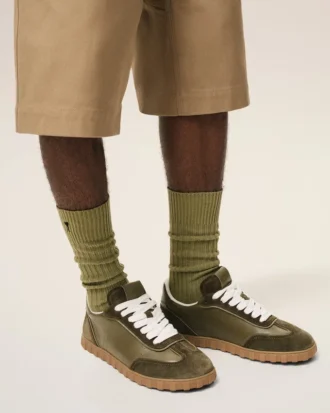 Baskets Step en cuir de vachette vert