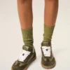 Baskets Step en cuir de vachette vert