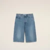 Bermuda ample en coton bleu