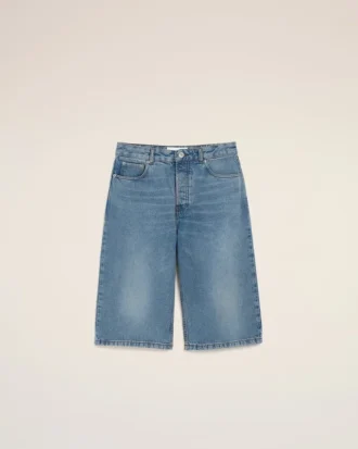 Bermuda ample en coton bleu