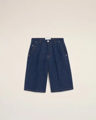 Bermuda ample en coton bleu