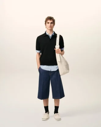 Bermuda ample en coton bleu
