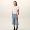 Bermuda ample en coton bleu