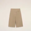 Bermuda beige en coton avec ceinture enveloppante