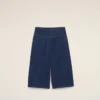 Bermuda bleu en coton avec ceinture enveloppante