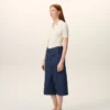 Bermuda bleu en coton avec ceinture enveloppante