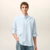 Bleu Chemise classique à manches longues en coton Col boutonné avec broderie ADC