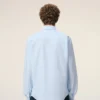 Bleu Chemise classique à manches longues en coton Col boutonné avec broderie ADC