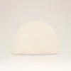 Bonnet en laine blanche avec étiquette en cuir Ami