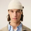 Bonnet en laine blanche avec étiquette en cuir Ami