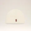Bonnet en laine blanche avec étiquette en cuir Ami