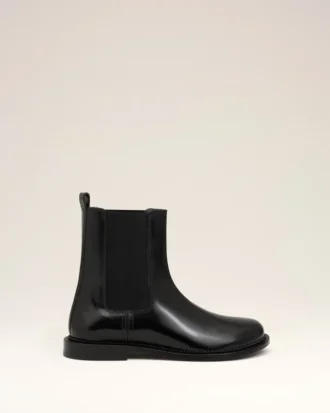 Bottines Chelsea à bout anatomique en cuir noir