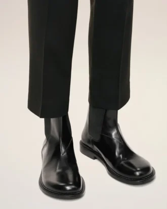 Bottines Chelsea à bout anatomique en cuir noir