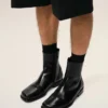 Bottines en cuir de vache noir