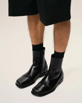 Bottines en cuir de vache noir