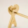 Boucles d’oreilles Ami de Coeur martelées en laiton doré