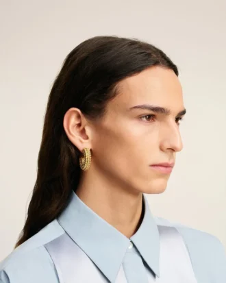 Boucles d&rsquo;oreilles en laiton doré et perles