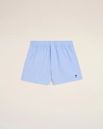 Boxer bleu en coton avec motif Ami de Coeur noir