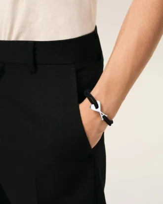 Bracelet Ami de Coeur en cordon noir et laiton argenté