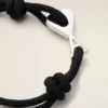 Bracelet Ami de Coeur en cordon noir et laiton argenté