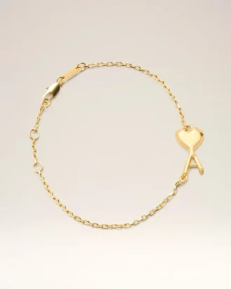 Bracelet fin martelé Ami de Coeur en laiton doré