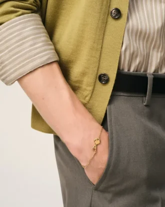 Bracelet fin martelé Ami de Coeur en laiton doré